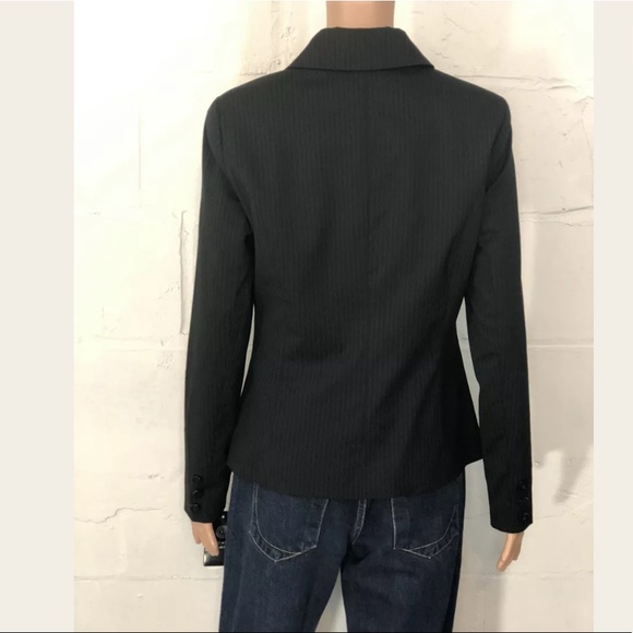 Doncaster Pinstripe Jacket Black Zipper Pockets - Picture 3 of 6